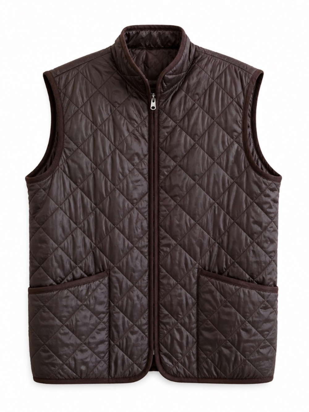 Klix Reversible Brown Patterned Quilted Vest – Size Large EUC